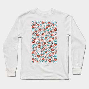 Abstract Strawberry Fruit Seamless Pattern Long Sleeve T-Shirt